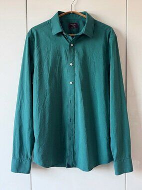 UNTUCKit Teal Green Check Langhorne Button Up Shirt Slim Wrinkle Free Mens XL